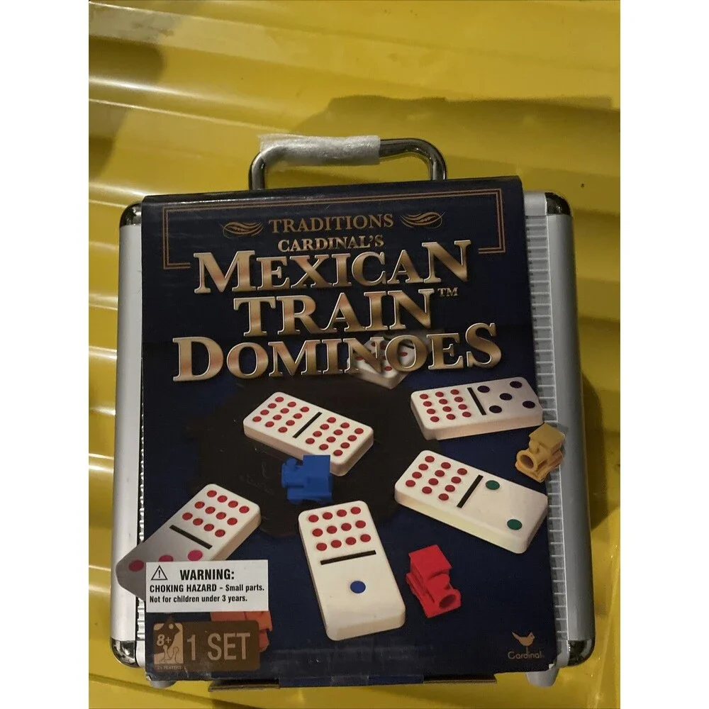 Mexican Train Dominoes Game Set Double 12 Color Domino Aluminum Case